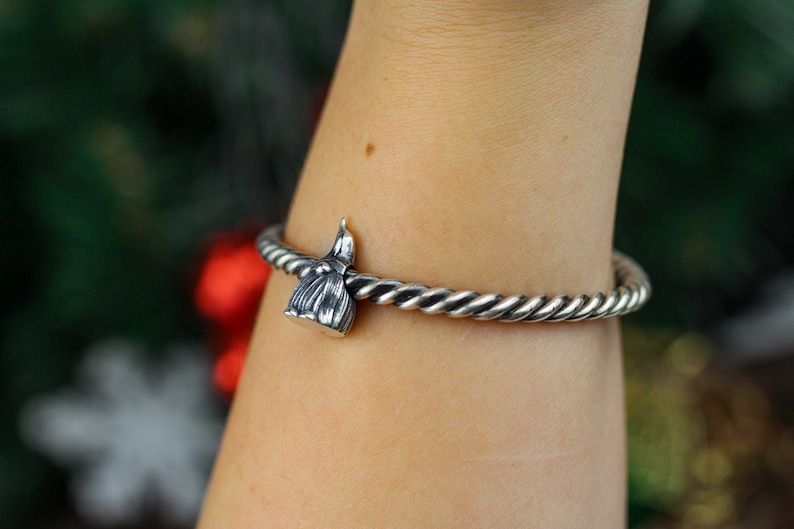 Sterling silver gnome, bracelet bead, cute silver gnome, interesting gift, Christmas gift, Christmas gnome gift image 10