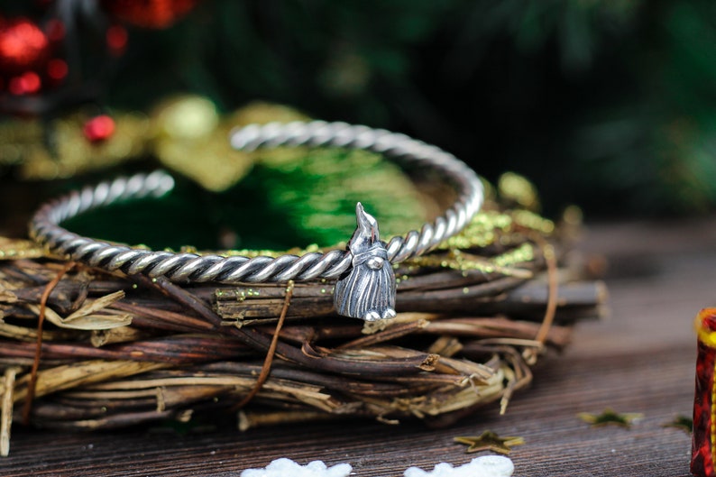 Nain en argent sterling, bracelet en perles, joli nain en argent, cadeau intéressant, cadeau de Noël, cadeau de nain de Noël image 8