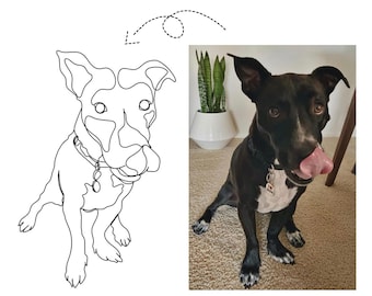 Custom Pet Line Drawing, Digital Line Drawing, Line Drawing From Photo, Pet Illustrations, Minimal Pet Drawing