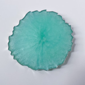 Teal Pearlescent Coaster, Geode Agate Coaster, Handmade Coasters, Drinkware Coaster, Coaster Gifts For Her, Geode Shaped Resin Coaster