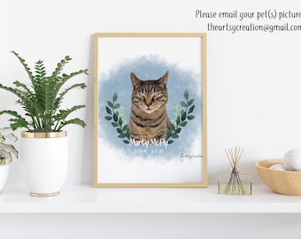 Custom Watercolor Pet Portrait, Unique Memorial Gift (Digital Download)