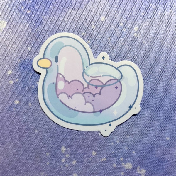 Cute Duck Sticker, Laptop Rubber Duck Stickers, Cloud Duck Sticker, Kawaii Vinyl Duck Stickers, Pastel Duck Sticker, Cloudy Duck