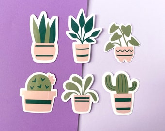 Potted Plant Sticker Set, Waterproof Vinyl Decals
