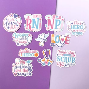 Medical Stickers, Nursing Stickers, Pack Of 11 Nurse Sticker Pack, Water Resistant Nurse Stickers, Healthcare Laptop Stickers,