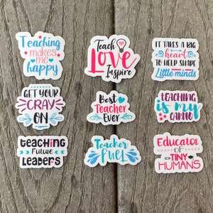 Teacher Vinyl Stickers, Pack Of 9 Teacher Sticker Set, Teacher Appreciation Stickers, Teacher Tumbler Sticker, Teacher Laptop Stickers