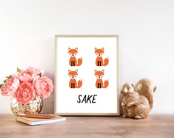 DIGITAL DOWNLOAD - For Fox Sake - 4 Fox Sake - Funny Sayings - Punny - Funny Wall Art - Printable - Poster -Decor