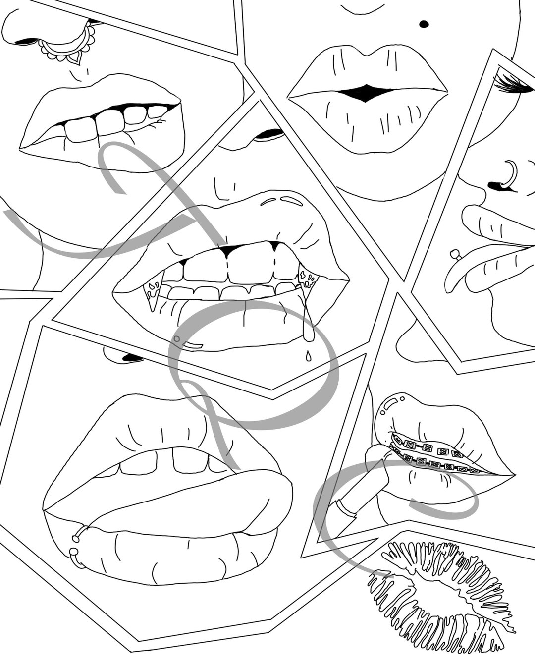 Lips Coloring Page-printable Adult Coloring Pages, Treat Yourself ...