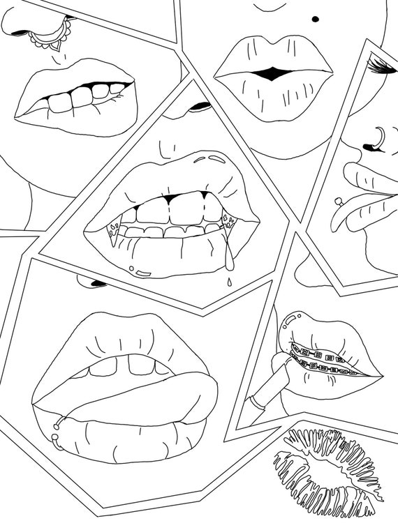 lips printable coloring pages