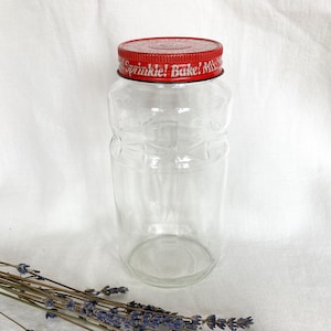 Vintage Kretschner Wheat Germ Glass Jar with Lid, Vintage Kitchen, Antique Storage