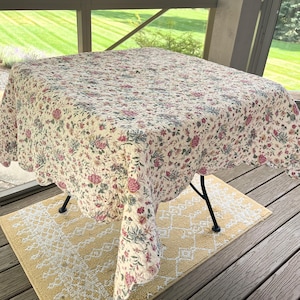 Beautiful Vintage French Elsa C Handstitched Reversible Square Throw Boutis Quilt, Approx 55 x 56 inches, Cotton, Found in Provence