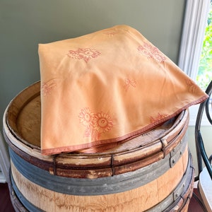 Beautiful Vintage French Jacquard Ochre Sunflower Round Tablecloth, Approximately 70 Inches, Provençal Tablecloth, Found in Provence