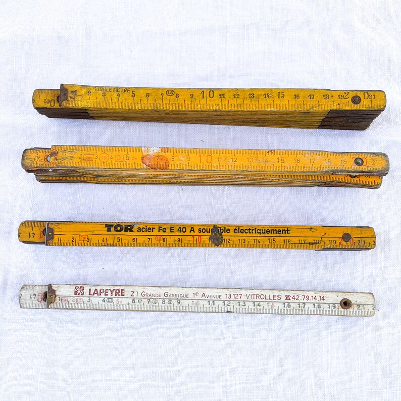Vintage French Folding Wood Meter and Double Meter Rulers, French Meter ...