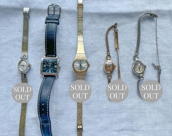 Vintage Women’s Wrist Watches, all SOLD except Bulova Black Leather Caravelle