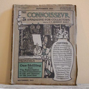 Antique Connoisseur, English Magazine, A Magazine for Collectors, September 1913, Antique English Magazine, Pre-War Collectible Magazine