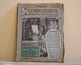 Antique Connoisseur, English Magazine, A Magazine for Collectors, September 1913, Antique English Magazine, Pre-War Collectible Magazine