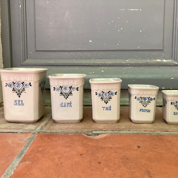 Blue and White Canisters Etsy