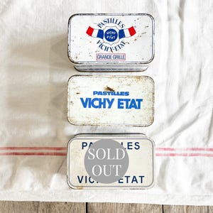 Vintage French Pastilles Tin Boxes, French Provençal Metal Boxes, Choice of One, Found in Provence