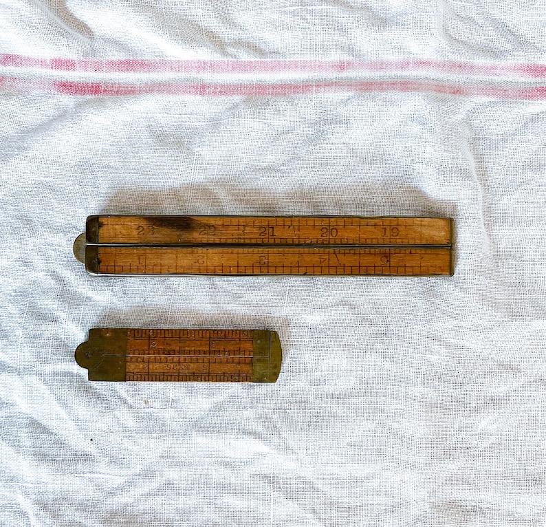 Striped Ruler Antique Stanley Boxwood and Brass Folding and Caliper Ruler, No. 62 (24 ...