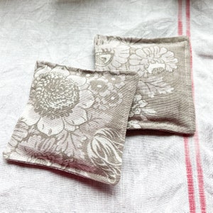 Beautiful Lavender Sachets Made with French Provençal Fabrics, Set of Two, Gray Toile, French Provence Gift Set