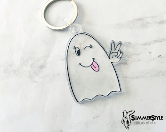 Girly Ghost Acrylic Keychain, Backpack Keychain, Halloween Keychain, SummerStyle Bracelets