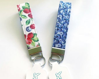 Vintage Berries Key Fob Wristlet, 5.5in Wristlet Lanyard, Keychain Wristlet, Handmade Lanyard, SummerStyle Bracelets
