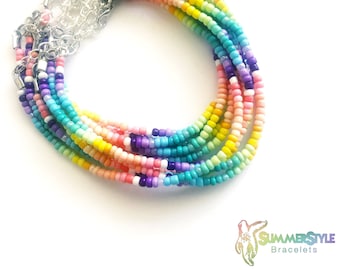 Ombré Rainbow Beaded Anklets, Ankle Bracelet, Seed Bead Anklet, Rainbow Anklet, SummerStyle Bracelets