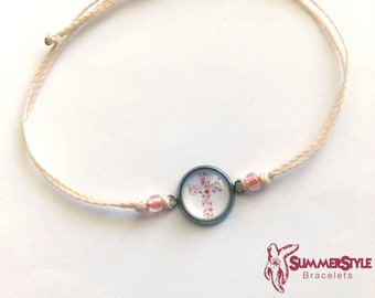 Spring Floral Cross Adjustable Waterproof Bracelet, Cross Bracelet, Cabochon Jewelry, Cabochon Bracelet, Easter Jewelry