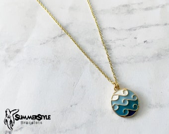 Surf the Waves Charm Necklace, Ocean Jewelry, Gold Chain Necklace, SummerStyle Bracelets