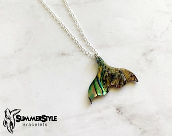 Abalone Mermaid Tail Necklace, Mermaid Jewelry, Abalone Shell Pendant, Silver Chain Necklace, SummerStyle Bracelets