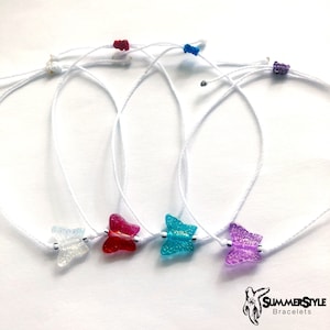 Pulsera ajustable impermeable con diseño de mariposa de cristal, pulsera de mariposa, joyería de mariposa, pulseras apilables, pulseras SummerStyle