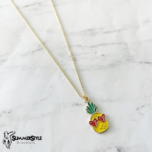 Pretty Pineapple Charm Necklace, Pineapple Jewelry, Gold Chain Necklace, SummerStyle Bracelets