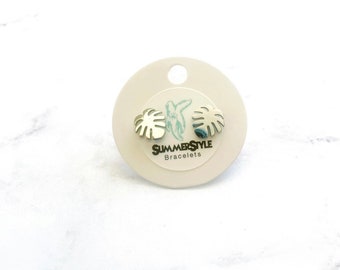 Silver Monstera Leaf Stud Earrings, Stud Earrings, Stainless Steel Studs, Plant Earrings, SummerStyle Bracelets