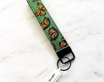 Monarch Butterfly Key Fob Wristlet, 6.5in Wristlet Lanyard, Keychain Wristlet, Butterfly Gift, Handmade Lanyard, SummerStyle Bracelets