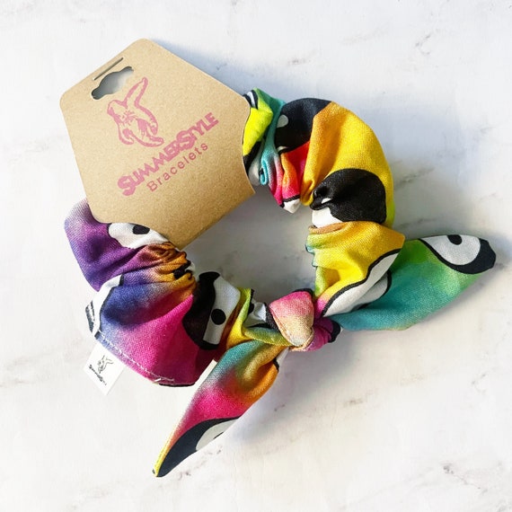 Rainbow Tie Dye Yin Yang Bow Scrunchie Hair Bow Hair Accessories