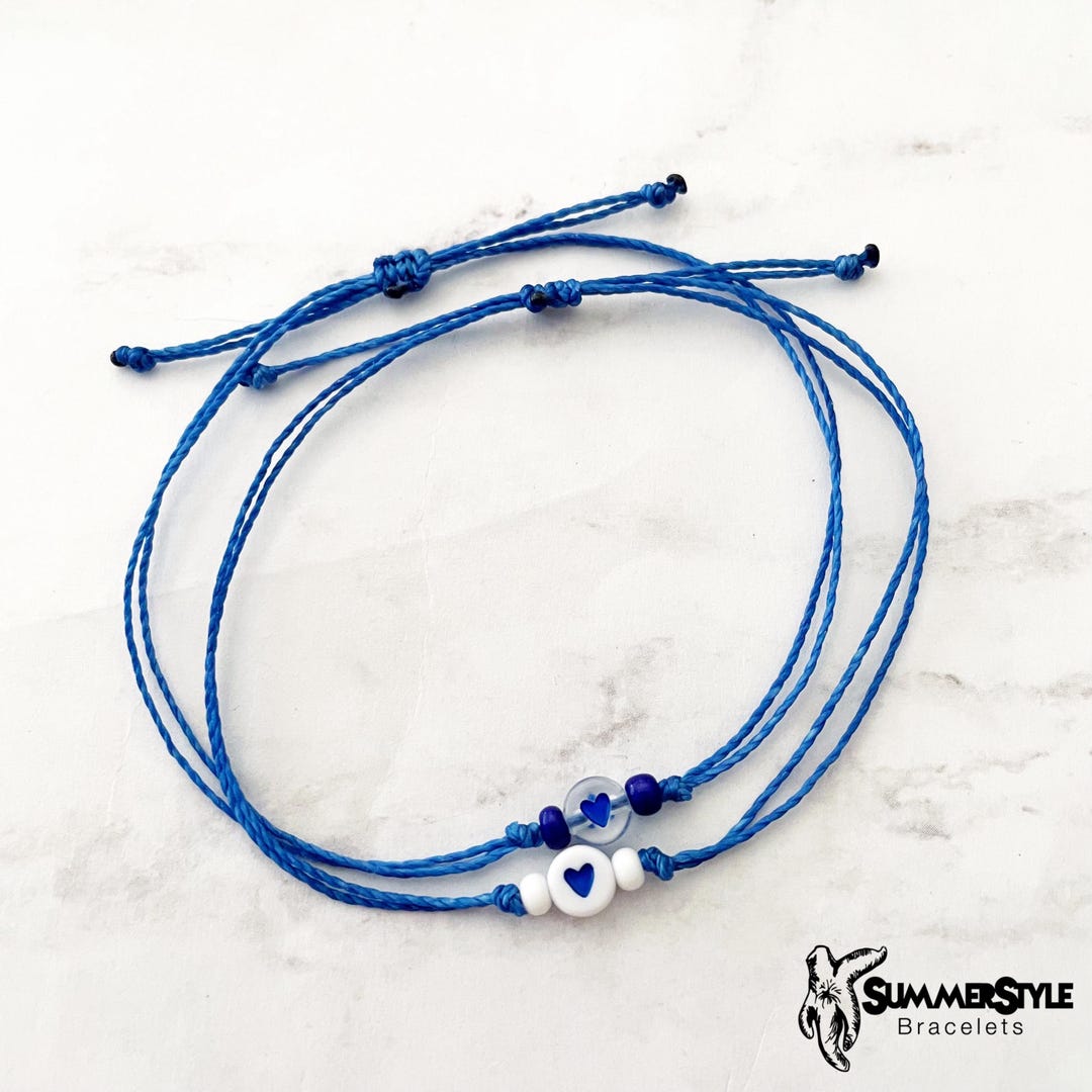 Mini Dark Blue Heart Stackable Adjustable Waterproof Bracelet