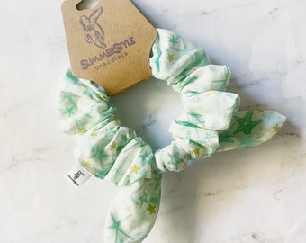 Aqua Starfish Scrunchie, Bow Scrunchie, Hair Bow, Hair Accessories, Bow Hair Tie, SummerStyle Bracelets