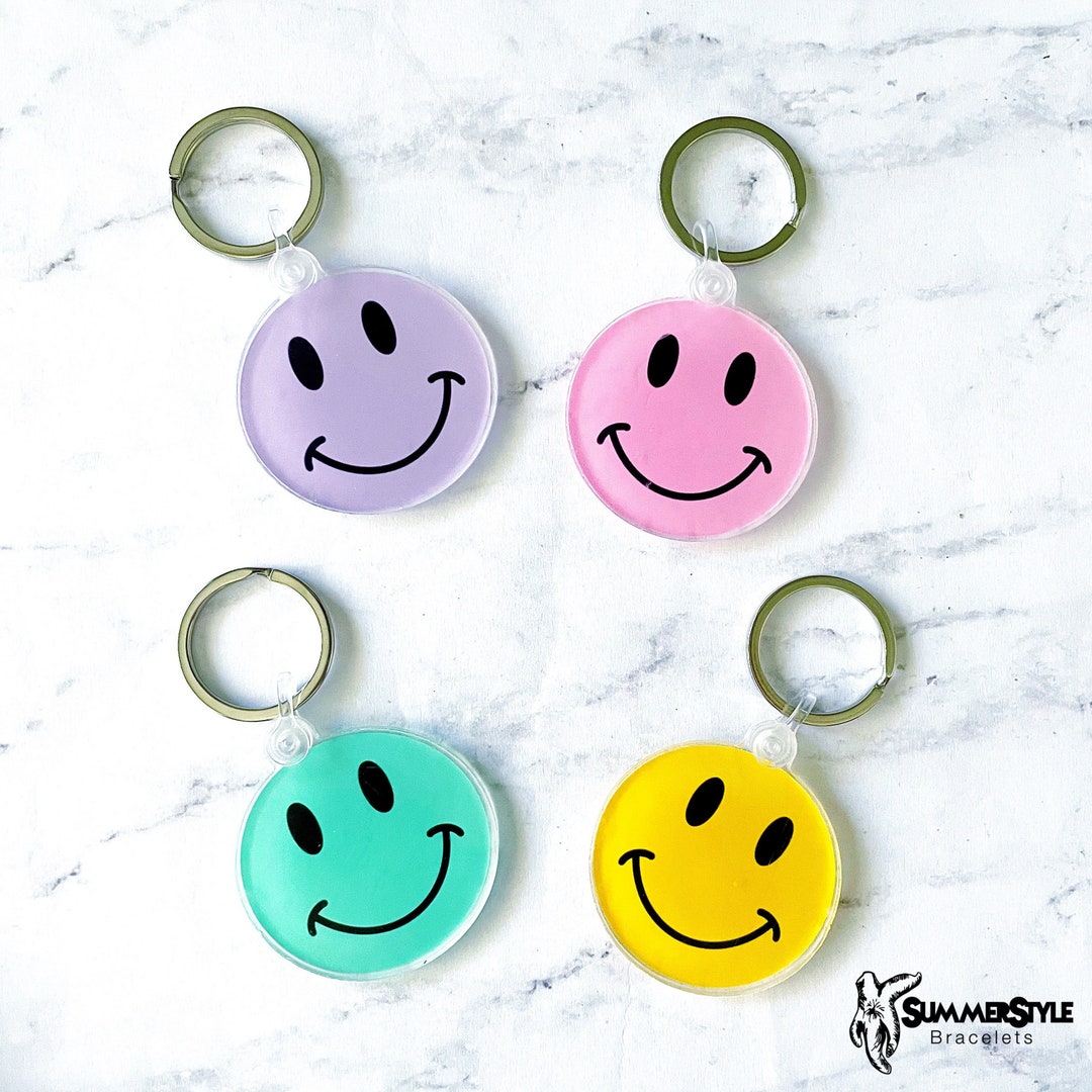 Happy Face Acrylic Keychain, Happy Gift, Backpack Keychain, Summerstyle ...