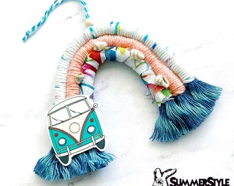 Surf Van Macramé Rainbow Car Charm, Beachy Rainbow, Boho Accessories, Macrame Rainbow, SummerStyle Bracelets