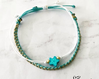 Teal Seestern verstellbares wasserdichtes Armband Pack, Seestern Geschenk, Seestern Armband, SummerStyle Armbänder