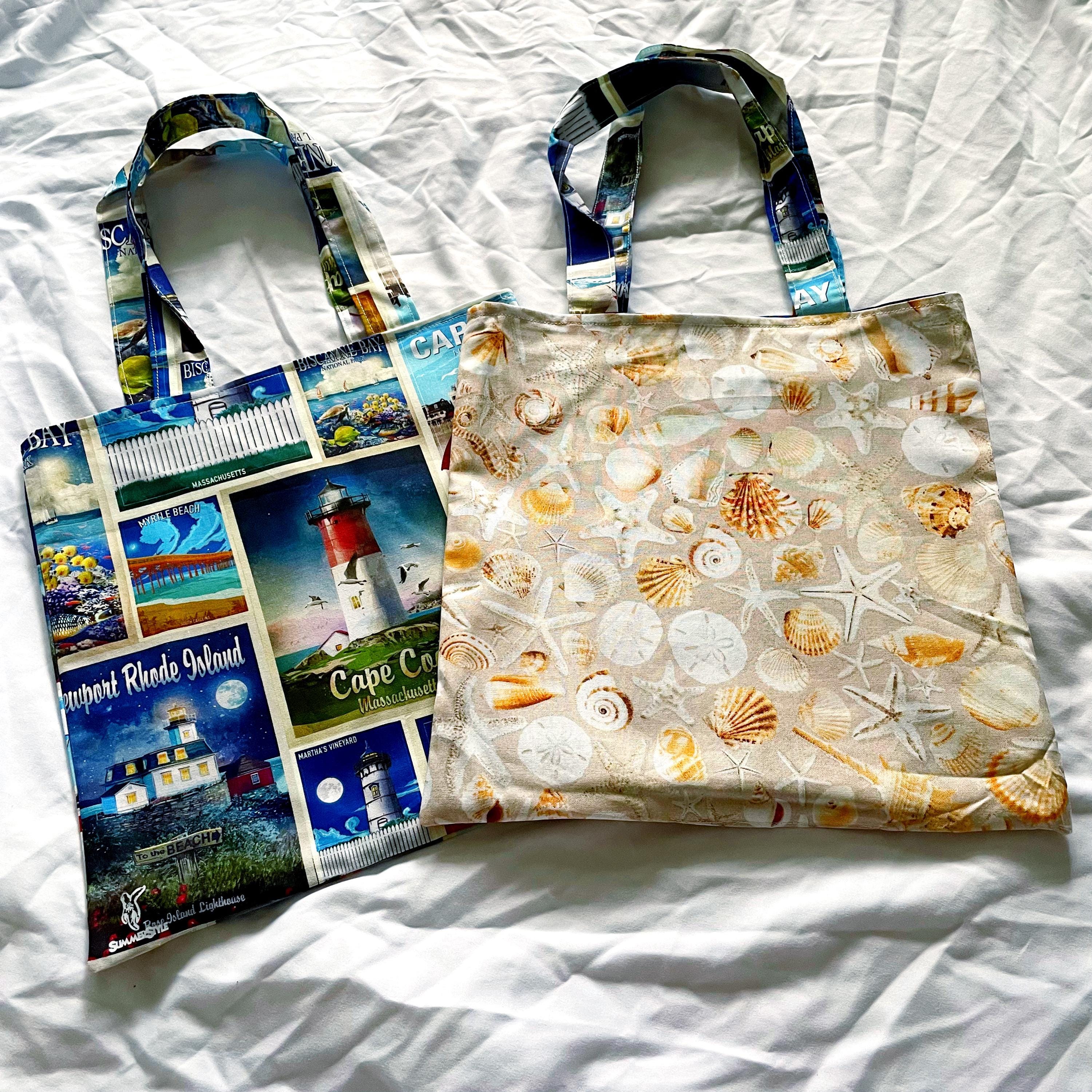 East Coast Summer Reversible Bookish Tote Bag, Reversible Tote