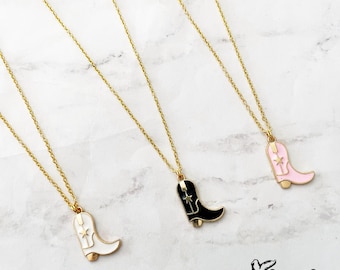 Cowgirl Boot Charm Necklace, Country Jewelry, Gold Chain Necklace, SummerStyle Bracelets