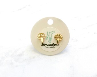 Rose Gold Mushroom Stud Earrings, Stud Earrings, Stainless Steel Studs, Mushroom Earrings, SummerStyle Bracelets