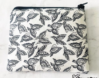 Black & White Butterfly Zipper Pouch, Small Travel Bag, Zipper Coin Pouch, Toiletries Pouch, SummerStyle Bracelets