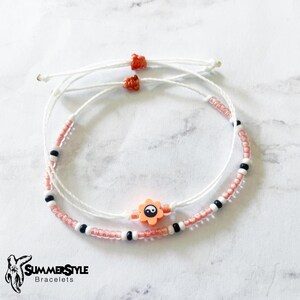 One of a Kind Coral Yin Yang Flower Bracelet Set, Yin Yang Jewelry, Beaded Bracelets, SummerStyle Bracelets