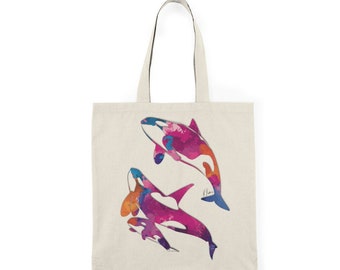 Watercolor Orca Classic Canvas Tote Bag, Whale Tote, Canvas Tote, Reusable Bag, SummerStyle Bracelets