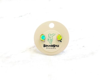 Rainbow Monstera Leaf Stud Earrings, Stud Earrings, Stainless Steel Studs, Plant Earrings, SummerStyle Bracelets