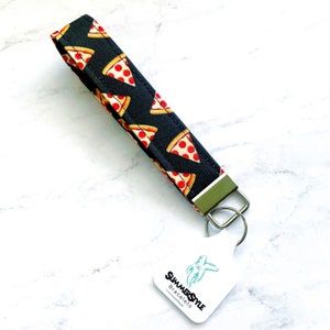 Llavero de pulsera con diseño de pizza negra, cordón de 16,5 cm, hecho a mano, pulseras SummerStyle