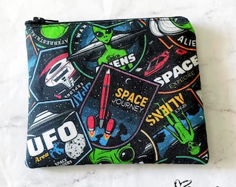 Bolsa con cremallera para abducción alienígena, bolsa de viaje pequeña, monedero con cremallera, neceser, pulseras de estilo veraniego