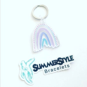 Pastel Rainbow Acrylic Keychain, Rainbow Gift, Backpack Keychain, Rainbow Keychain, SummerStyle Bracelets