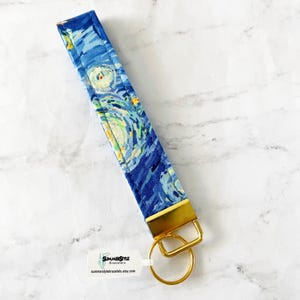 Starry Night Key Fob Wristlet, 6.5in Wristlet Lanyard, Keychain Wristlet, SummerStyle Bracelets